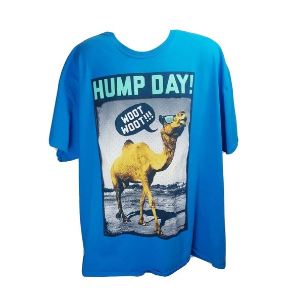 Hump Day Camel Graphic T-shirt Woot Woot Geico Commercial Mens Blue Size 3XL - Picture 1 of 4
